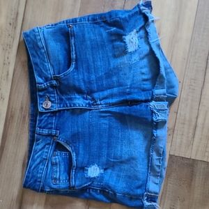 Denim midi shorts